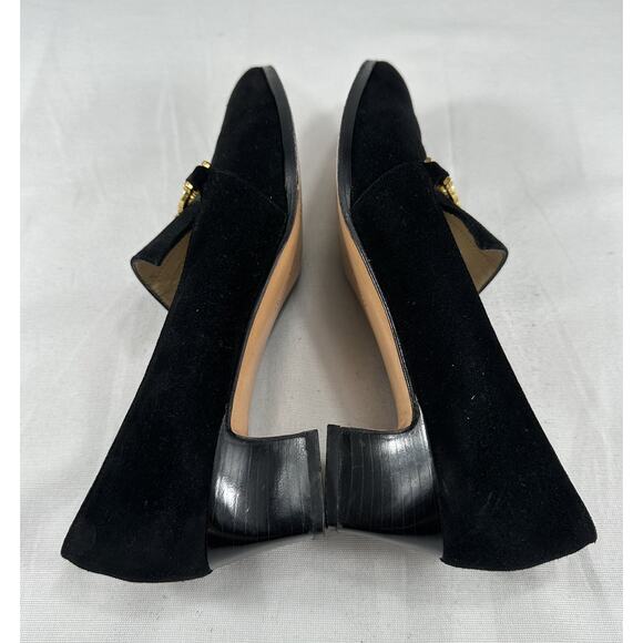 Salvatore Ferragamo Black Suede & Patent Leather Heeled Pump 7 AAA EUC Vintage - Picture 13 of 13